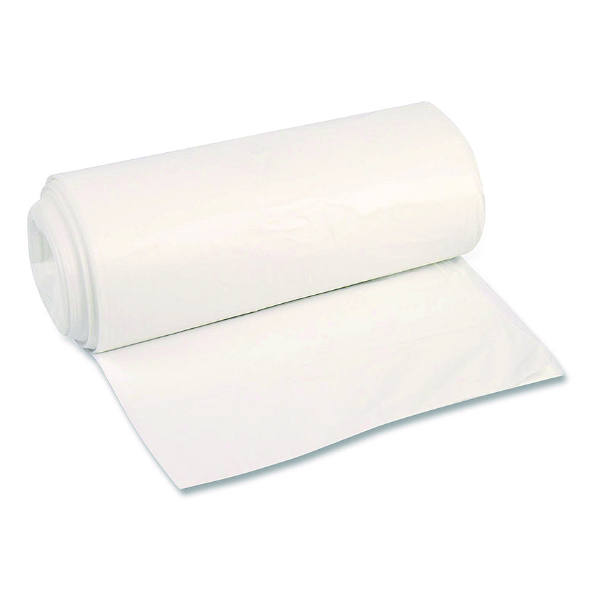 Boardwalk High-Density Can Liners, 45 gal, 12 mic, 40 x 48, Natural, Perforated Roll, 250/Carton (404812N)