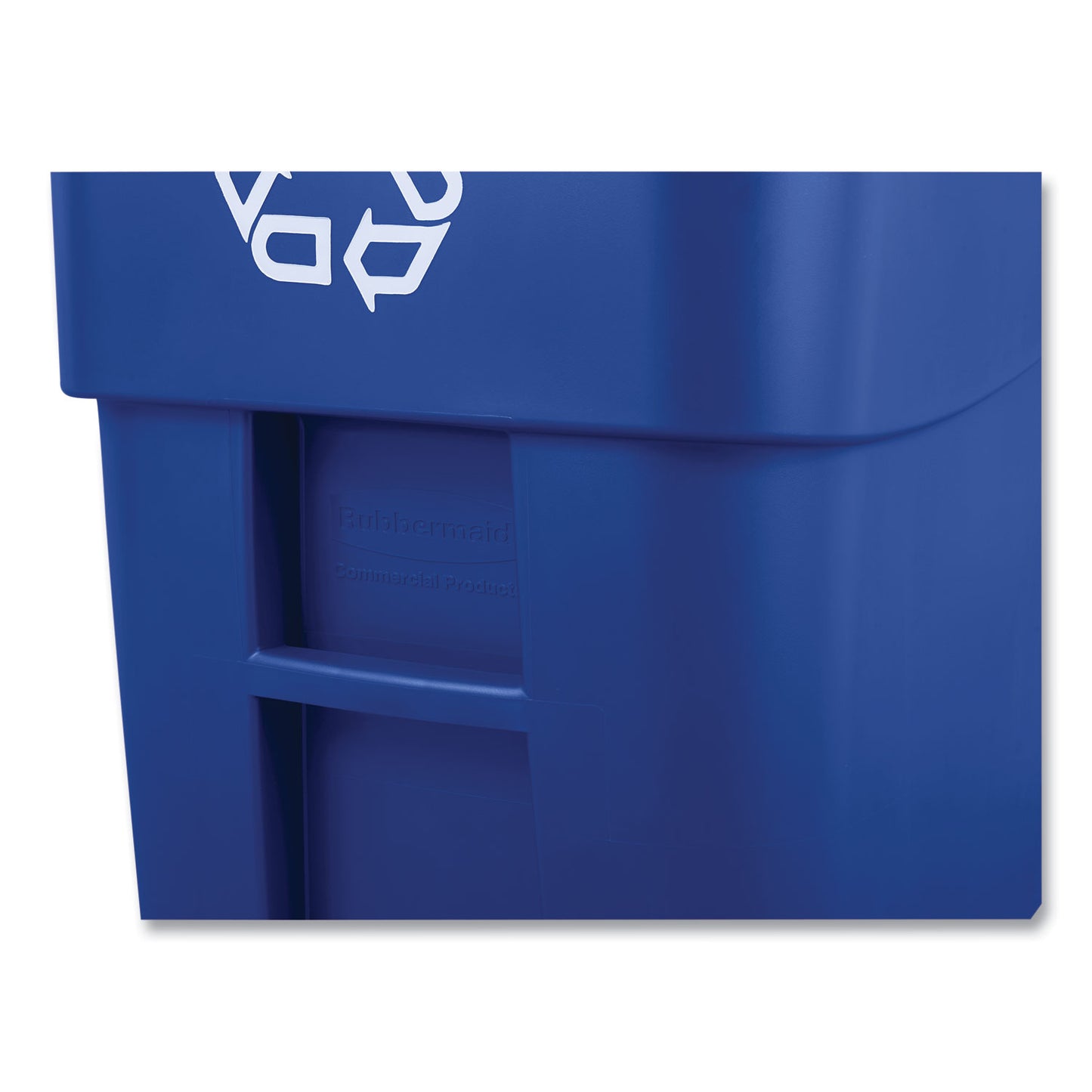 Rubbermaid Commercial Square Brute Recycling Rollout Container, 50 gal, Plastic, Blue (9W2773BLU)