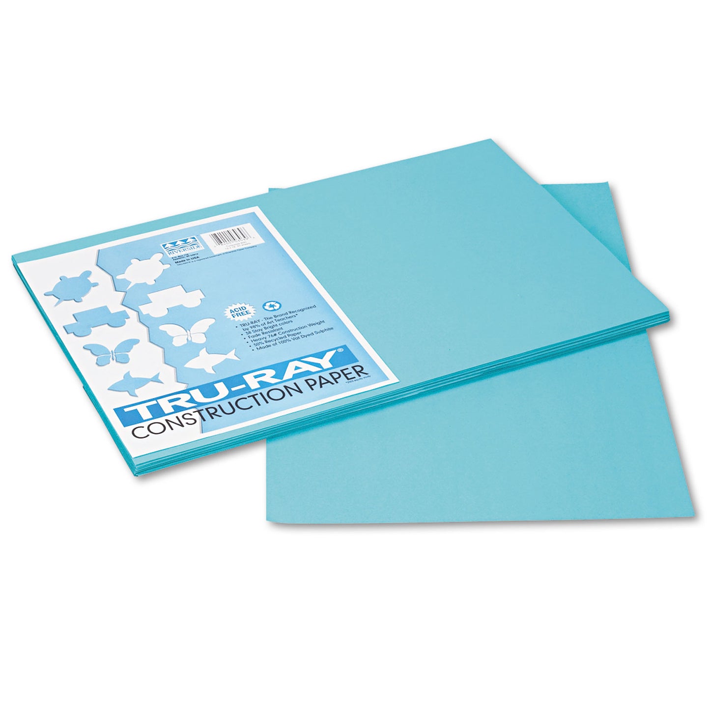 Tru-Ray Construction Paper, Turquoise, 12" x 18", 50 Sheets Per Pack, 5 Packs (103039)