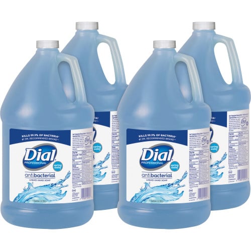 Dial Antibacterial Liquid Hand Soap, Spring Water Scent, 1 gal, 4/Carton (15926)
