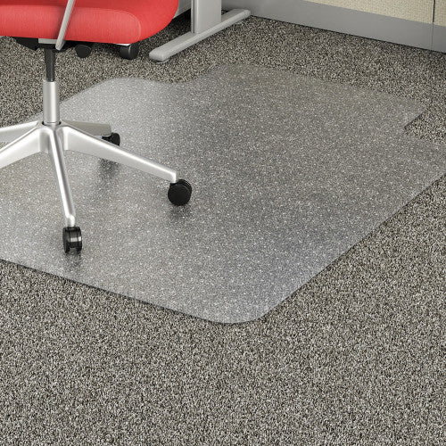 Lorell Low Pile Standard Lip Economy Chairmat Carpeted Floor - 48" Length x 36" Width x 0.095" Thickness - Lip Size 10" Length x 19" Width - Rectangular - Vinyl - Clear - 1 Each (LLR02156)