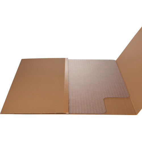 Lorell Low Pile Standard Lip Economy Chairmat Carpeted Floor - 48" Length x 36" Width x 0.095" Thickness - Lip Size 10" Length x 19" Width - Rectangular - Vinyl - Clear - 1 Each (LLR02156)