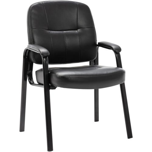 Lorell Chadwick Series Guest Chair Black Seat Color - Leather Seat Material - Black Frame Color - Steel Frame Material - Black - Steel, Leather - 1 Each (LLR60122)