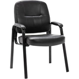Lorell Chadwick Series Guest Chair Black Seat Color - Leather Seat Material - Black Frame Color - Steel Frame Material - Black - Steel, Leather - 1 Each (LLR60122)