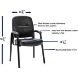 Lorell Chadwick Series Guest Chair Black Seat Color - Leather Seat Material - Black Frame Color - Steel Frame Material - Black - Steel, Leather - 1 Each (LLR60122)