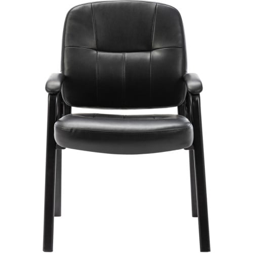 Lorell Chadwick Series Guest Chair Black Seat Color - Leather Seat Material - Black Frame Color - Steel Frame Material - Black - Steel, Leather - 1 Each (LLR60122)