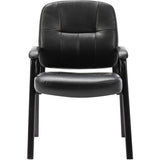 Lorell Chadwick Series Guest Chair Black Seat Color - Leather Seat Material - Black Frame Color - Steel Frame Material - Black - Steel, Leather - 1 Each (LLR60122)