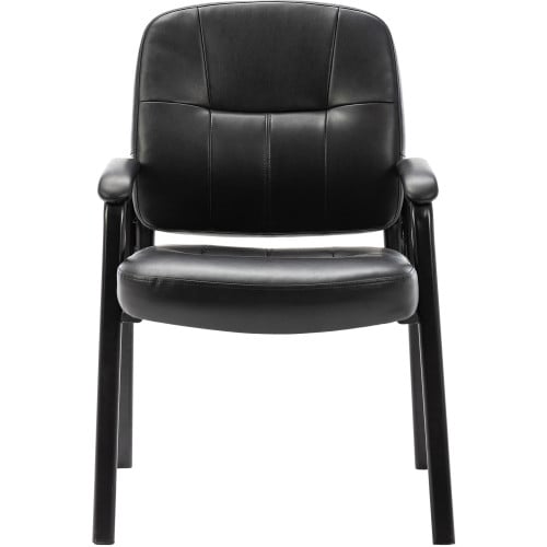 Lorell Chadwick Series Guest Chair Black Seat Color - Leather Seat Material - Black Frame Color - Steel Frame Material - Black - Steel, Leather - 1 Each (LLR60122)