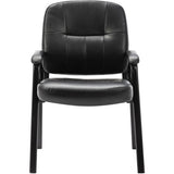 Lorell Chadwick Series Guest Chair Black Seat Color - Leather Seat Material - Black Frame Color - Steel Frame Material - Black - Steel, Leather - 1 Each (LLR60122)