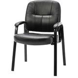 Lorell Chadwick Series Guest Chair Black Seat Color - Leather Seat Material - Black Frame Color - Steel Frame Material - Black - Steel, Leather - 1 Each (LLR60122)