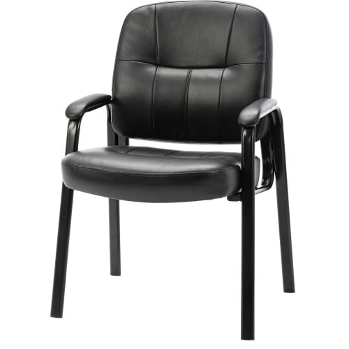 Lorell Chadwick Series Guest Chair Black Seat Color - Leather Seat Material - Black Frame Color - Steel Frame Material - Black - Steel, Leather - 1 Each (LLR60122)