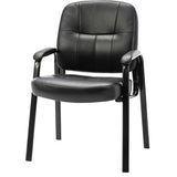 Lorell Chadwick Series Guest Chair Black Seat Color - Leather Seat Material - Black Frame Color - Steel Frame Material - Black - Steel, Leather - 1 Each (LLR60122)