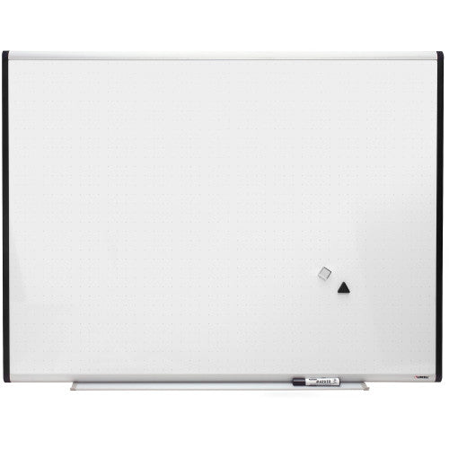 Lorell Signature Series Magnetic Dry-erase Markerboard 48" (4 ft) Width x 36" (3 ft) Height - Porcelain Surface - Silver, Ebony Frame - Magnetic - Grid Pattern - 1 Each (LLR69652)