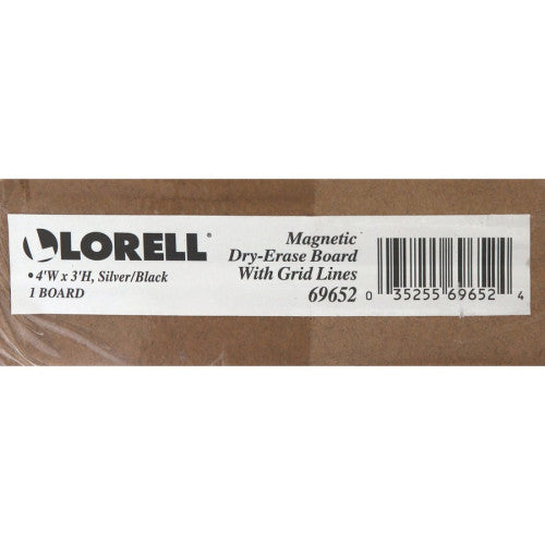 Lorell Signature Series Magnetic Dry-erase Markerboard 48" (4 ft) Width x 36" (3 ft) Height - Porcelain Surface - Silver, Ebony Frame - Magnetic - Grid Pattern - 1 Each (LLR69652)