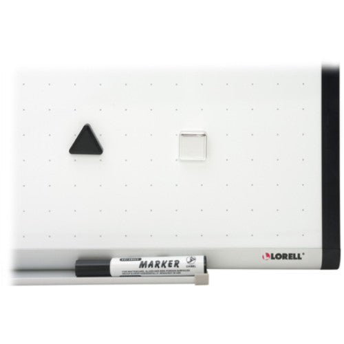Lorell Signature Series Magnetic Dry-erase Markerboard 48" (4 ft) Width x 36" (3 ft) Height - Porcelain Surface - Silver, Ebony Frame - Magnetic - Grid Pattern - 1 Each (LLR69652)