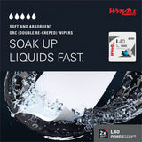 Wypall PowerClean L40 Extra Absorbent Towels For General Purpose - 12" Length x 12.50" Width - Soft, Absorbent, Absorbent - White - 56 / Pack (05701)