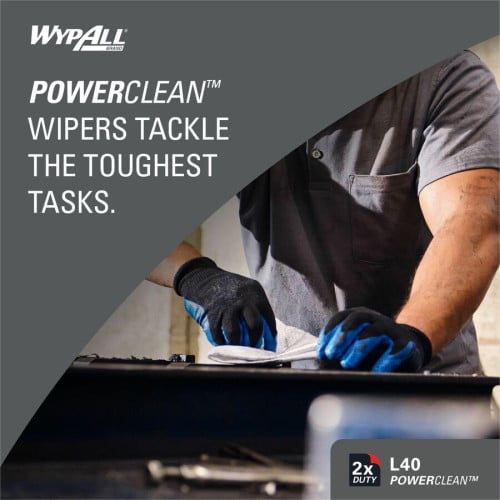 Wypall PowerClean L40 Extra Absorbent Towels For General Purpose - 12" Length x 12.50" Width - Soft, Absorbent, Absorbent - White - 56 / Pack (05701)