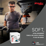 Wypall PowerClean L40 Extra Absorbent Towels For General Purpose - 12" Length x 12.50" Width - Soft, Absorbent, Absorbent - White - 56 / Pack (05701)