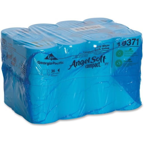 Angel Soft® Pro Coreless Toilet Paper, 2-Ply, 750 Sheets, 36 Rolls 2 Ply - 3.85" Width x 4.05" Length - 750 Sheets/Roll - 4.75" Roll Diameter - 1/2" Core - White - 36 Rolls Per Carton - 36 / Carton (19371)