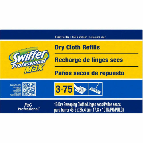 Swiffer Max Dry Cloth Refills 17.9" Width x 10" Depth - Cloth - White - 16 / Box (37109)