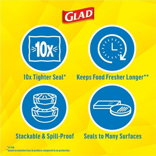 Glad Press'n Seal Food Plastic Wrap 11.80" Width x 71.10 ft Length - Durable, Freezer Safe, Microwave Safe, Cutting Edge - Plastic - Clear - 1 Each (70441)