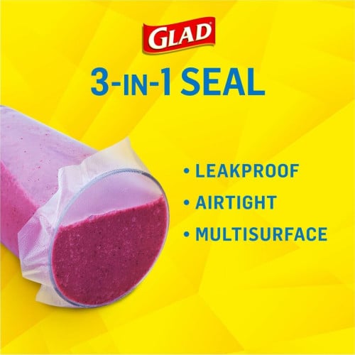 Glad Press'n Seal Food Plastic Wrap 11.80" Width x 71.10 ft Length - Durable, Freezer Safe, Microwave Safe, Cutting Edge - Plastic - Clear - 1 Each (70441)