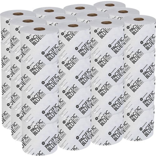 Pacific Blue Basic Standard Roll Toilet Paper 1 Ply - 3.90" Width x 4" Length - 1500 Sheets/Roll - White - 48 / Carton (1444801)