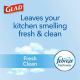 Glad ForceFlex Tall Kitchen Drawstring Trash Bags Fresh Clean with Febreze Freshness - 13 gal Capacity - 27.38" Length x 24" Width x 1.05 mil (27 Micron) Thickness - Drawstring Closure - White - Kitchen - 40 / Box (78361)