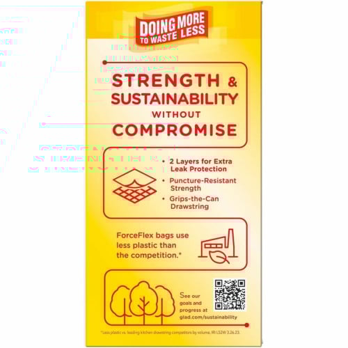 Glad ForceFlex Tall Kitchen Drawstring Trash Bags Fresh Clean with Febreze Freshness - 13 gal Capacity - 27.38" Length x 24" Width x 1.05 mil (27 Micron) Thickness - Drawstring Closure - White - Kitchen - 40 / Box (78361)