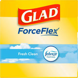 Glad ForceFlex Tall Kitchen Drawstring Trash Bags Fresh Clean with Febreze Freshness - 13 gal Capacity - 27.38" Length x 24" Width x 1.05 mil (27 Micron) Thickness - Drawstring Closure - White - Kitchen - 40 / Box (78361)