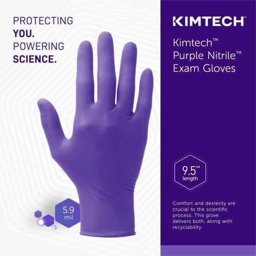 KIMTECH Purple Nitrile Exam Gloves 9.50" Glove Length - X-Large Size - For Right/Left Hand - Purple - Latex-free, Textured Fingertip, Non-sterile - For Laboratory Application, Chemotherapy - 90 / Box (55084)