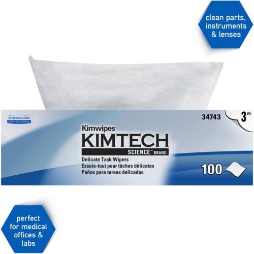 KIMTECH Delicate Task Wipers - Pop-Up Box For Laboratory - Absorbent - White/ - 100 / Box (34743)