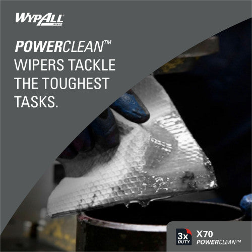 Wypall PowerClean X70 Medium Duty Cloths - Pop-Up Box 8.34" Width x 16.80" Length - White - Hydroknit/ - 100 / Box (41455)