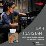 Wypall PowerClean X70 Medium Duty Cloths - Pop-Up Box 8.34" Width x 16.80" Length - White - Hydroknit/ - 100 / Box (41455)