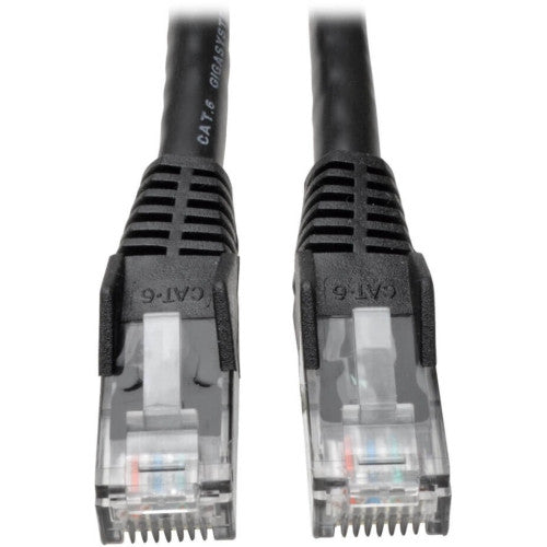 Eaton Tripp Lite Series Cat6 Gigabit Snagless Molded (UTP) Ethernet Cable (RJ45 M/M), PoE, Black, 100 ft. (30.5 m) 100 ft Category 6 Network Cable for Network Device - First End: 1 x RJ-45 Network - Male - Second End: 1 x RJ-45 Network - Male (N201100BK)