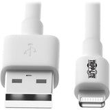 Eaton Tripp Lite Series USB-A to Lightning Sync/Charge Cable (M/M) - MFi Certified, White, 3 ft. (0.9 m) 3 ft Lightning/USB Data Transfer Cable for iPad, iPhone, iPod - First End: 1 x USB Type A - Male - Second End: 1 x Lightning - Male - MFI (M100003WH)