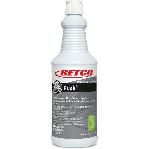 Betco Green Earth Push Enzyme Multi-Purpose Cleaner For Drain, Carpet, Upholstery - 32 fl oz (1 quart) - New Green Scent - Recommended For: Bacteria Remover, Protein Remover, Starch Remover, Oil Remover, Grease Remover, Gum Remover - Non-corrosi (1331200)