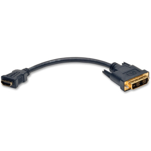 Eaton Tripp Lite Series HDMI to DVI-D Adapter Cable (F/M), 8 in. (20.3 cm) 8" DVI-D/HDMI Video Cable for Video Device - First End: 1 x DVI-D (Single-Link) Digital Video - Male - Second End: 1 x HDMI Digital Audio/Video - Female - Supports up to (P13008N)