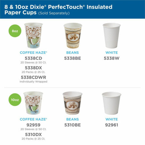 Dixie PerfecTouch 10 oz Hot Coffee Cup and Lid Sets by GP Pro 10 fl oz - White - Coffee, Hot Drink, Beverage - 50/Pack - 6 / Carton (5310COMBO6CT)
