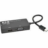 Eaton Tripp Lite Series Keyspan Mini DisplayPort to VGA/DVI/HDMI All-in-One Video Converter Adapter, 4K 30Hz HDMI, DP1.2, Black, 6-in. (15.24 cm) 6" DVI/HDMI/Mini DisplayPort/VGA A/V Cable for Audio/Video Device, Monitor, Tablet, Projector, (P13706NHDV4K)