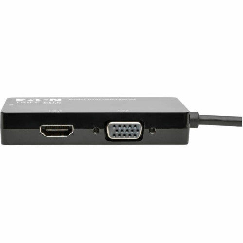 Eaton Tripp Lite Series Keyspan Mini DisplayPort to VGA/DVI/HDMI All-in-One Video Converter Adapter, 4K 30Hz HDMI, DP1.2, Black, 6-in. (15.24 cm) 6" DVI/HDMI/Mini DisplayPort/VGA A/V Cable for Audio/Video Device, Monitor, Tablet, Projector, (P13706NHDV4K)