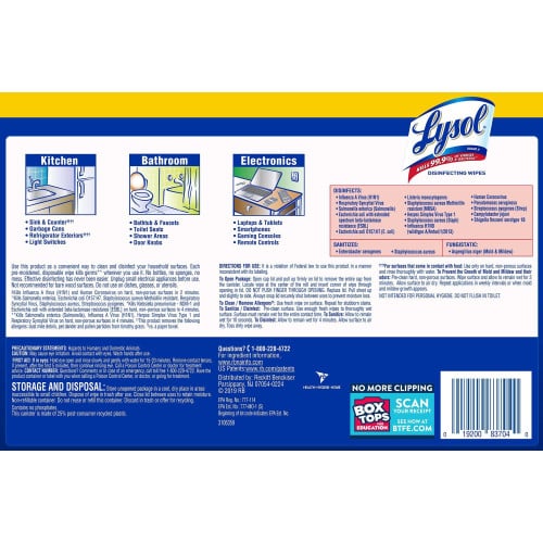 Lysol® Disinfecting Wipes, Lemon Lime, 80 Wipes, 4 Canisters Lemon Lime Scent - Pre-moistened, Antibacterial, Disinfectant - White - 80/Tub - 4 / Pack (90641)