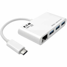 Eaton Tripp Lite Series 3-Port USB 3.x (5Gbps) Hub with LAN Port, USB-C to 3x USB-A Ports and Gigabit Ethernet, White USB Type C - External - 3 USB Port(s) - 1 Network (RJ-45) Port(s) - 3 USB 3.1 Port(s) (U4600033AG)