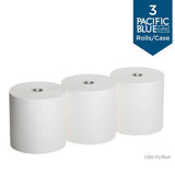 Pacific Blue Ultra High-Capacity Recycled Paper Towel Rolls 7.87" Width x 1150 ft Length - White - 3 Rolls Per Carton - 3 / Carton (26491)
