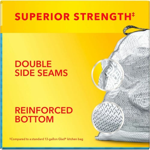 Glad ForceFlexPlus X-Large Kitchen Drawstring Trash Bags Fresh Clean with Febreze Freshness - Large Size - 20 gal Capacity - 32.01" Length x 24.02" Width - Drawstring Closure - Gray - Garbage, Kitchen, Office, Home - 30/Box - 1 Each (78913)