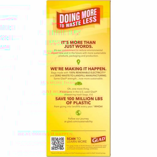 Glad ForceFlexPlus X-Large Kitchen Drawstring Trash Bags Fresh Clean with Febreze Freshness - Large Size - 20 gal Capacity - 32.01" Length x 24.02" Width - Drawstring Closure - Gray - Garbage, Kitchen, Office, Home - 30/Box - 1 Each (78913)