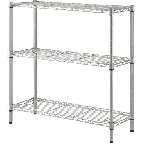 Lorell Light-Duty Wire Shelving 3 Tier(s) - 36" Height x 36" Width x 14" Depth - Floor - Sturdy - Epoxy - Silver - Plastic, Metal, Steel - 1 Each (LLR70066)