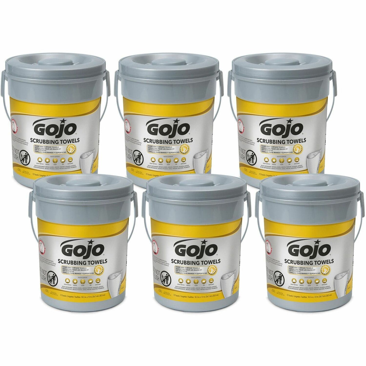 Gojo® Scrubbing Towels 10.50" Width x 13" Length - White - 72/Tub - 6 / Carton (639606CT)