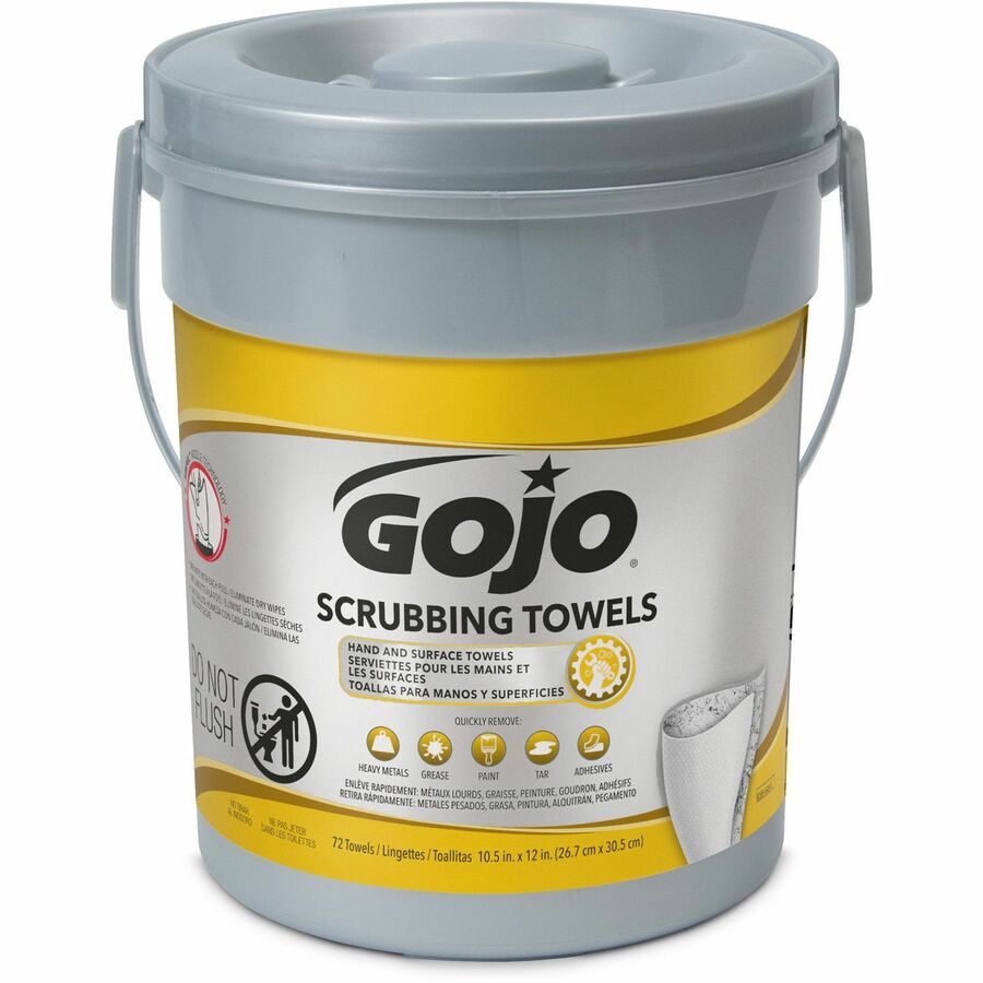 Gojo® Scrubbing Towels 10.50" Width x 13" Length - White - 72/Tub - 6 / Carton (639606CT)