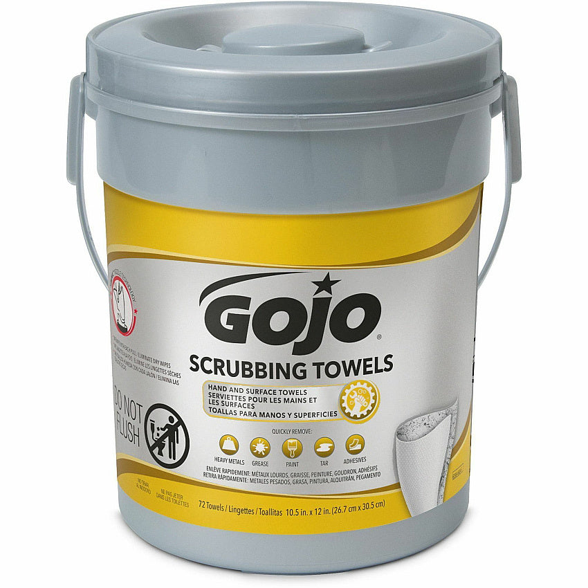 Gojo® Scrubbing Towels 10.50" Width x 13" Length - White - 72/Tub - 6 / Carton (639606CT)